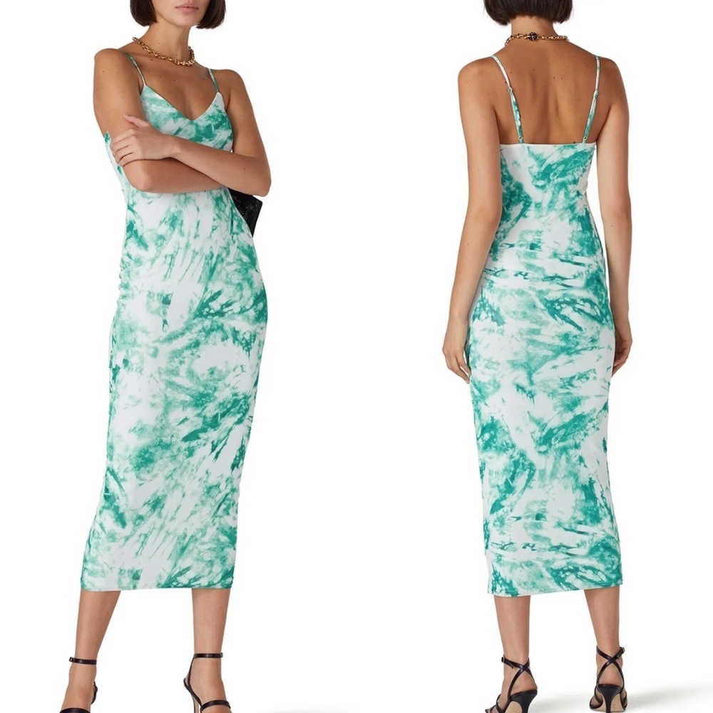 AFRM Amina Teal Tie Dye Spaghetti Strap Slip Dress